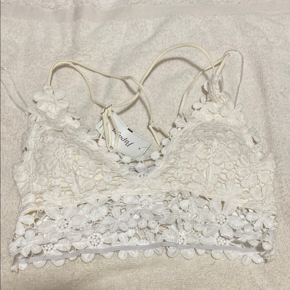 Floral Lace Bralette in Cream